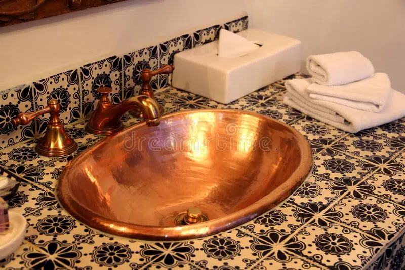 bathrooms with copper worktops