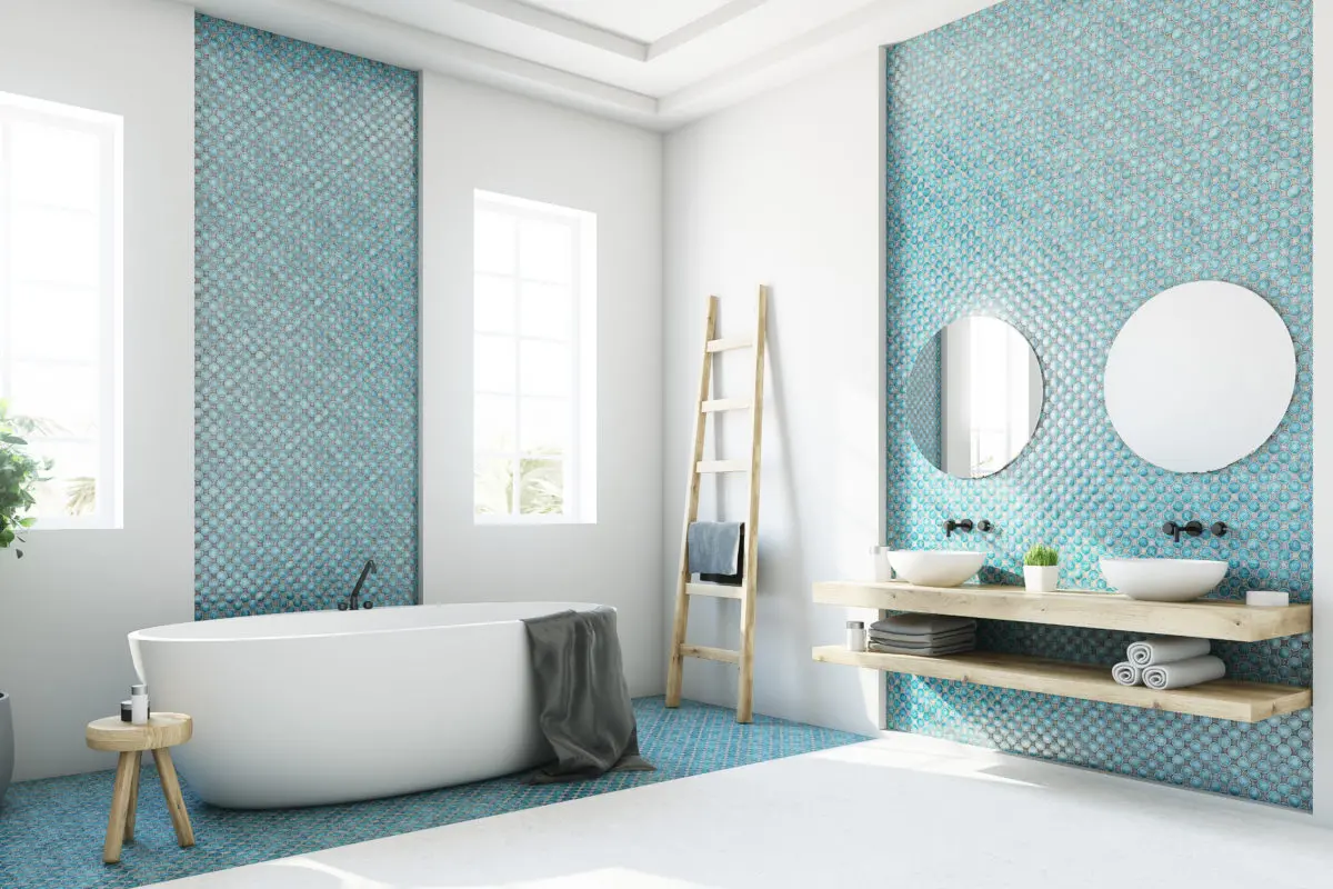 6 PACK JasonCarlMorgan Brilliant Blue Matte 150mm Kitchen & Bathroom Wall Tile Transfers, 